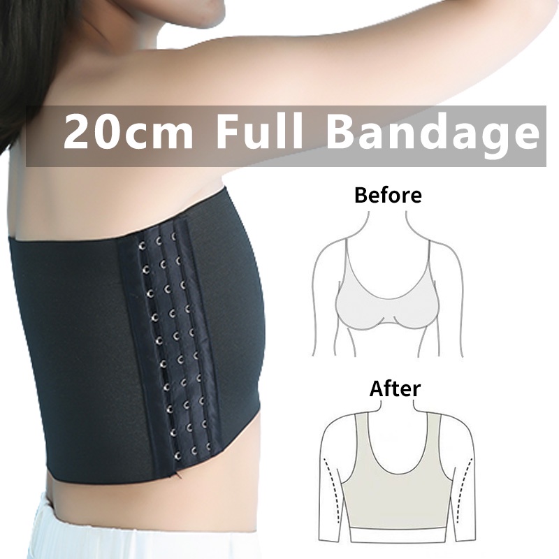 28-53 Inches Bust Size Full Bandage Tube Chest Binder Tomboy Binder Bra Garter 3 Row Buckle Supporter Super Flat