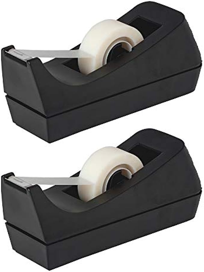 Desktop Tape Dispenser - Non-Skid Base - Weighted Tape Roll Dispenser - Perfect for Office Home School (Tape not Included) - (2-Pack)